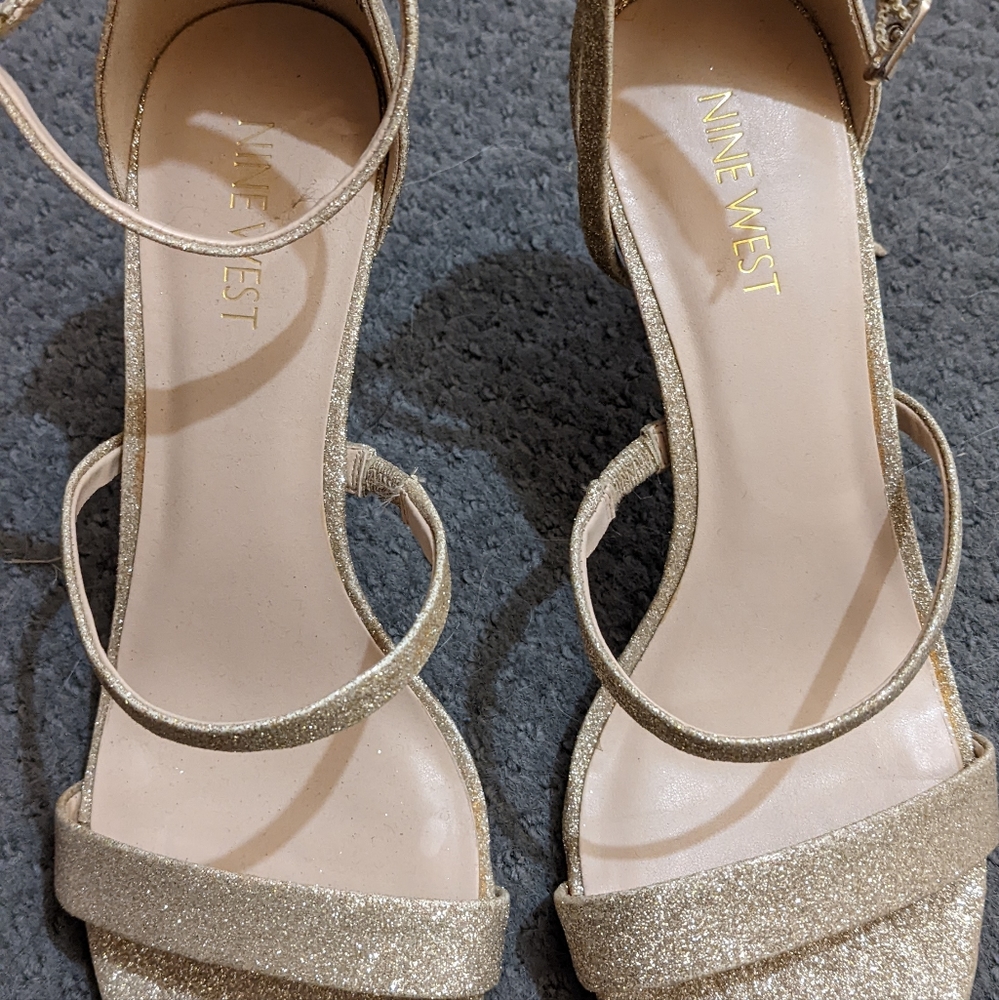 Gold glitter heels